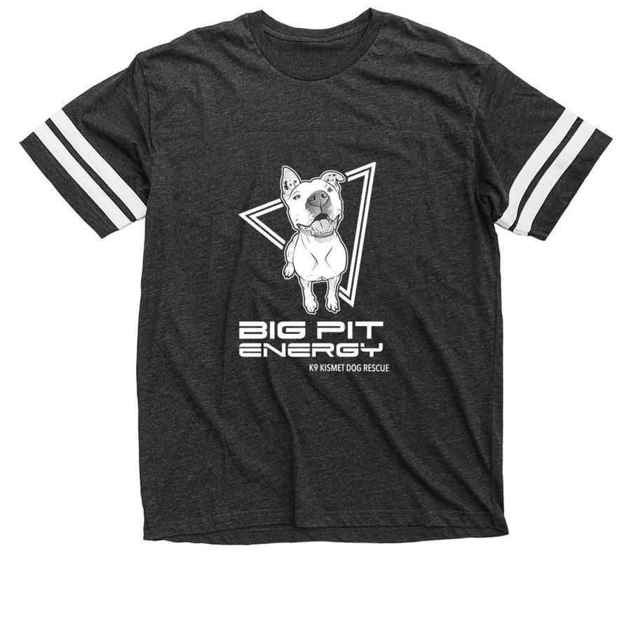 Dark gray K9 Kismet t-shirt featuring Big Pit Energy dog graphic